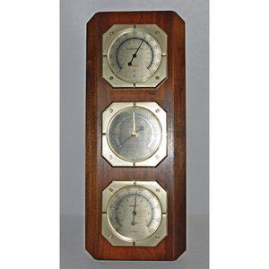 Vintage Sunbeam Thermometer, Hygrometer, Barometer Wood Wall Weather Station USA